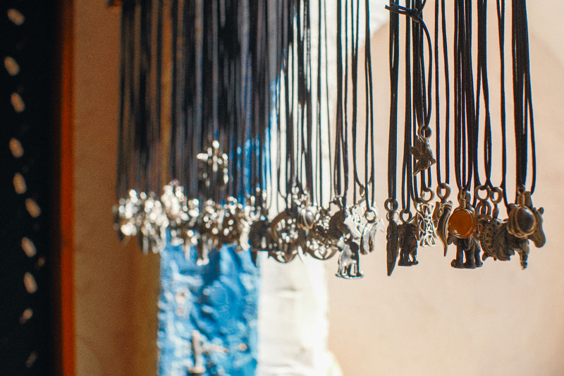 Silver Necklaces on Display